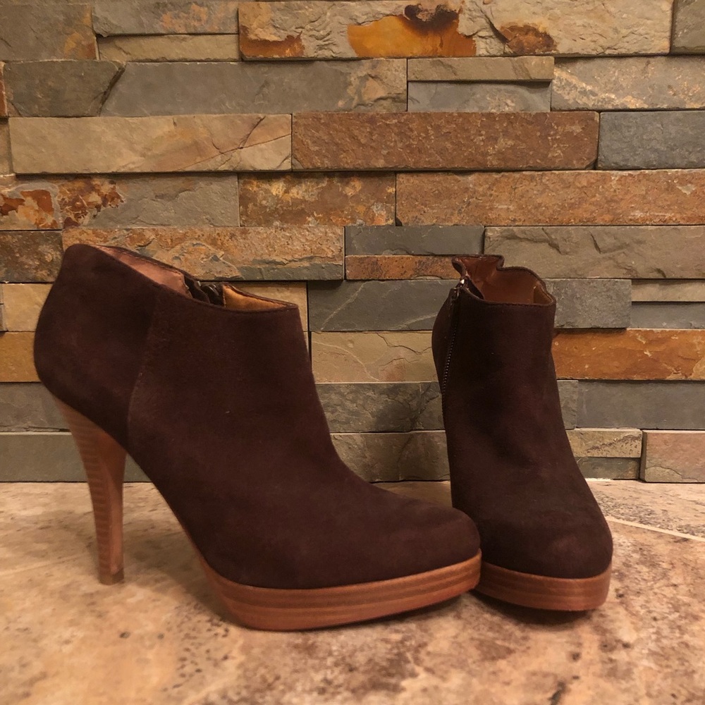 Brown suede booties size 5.5